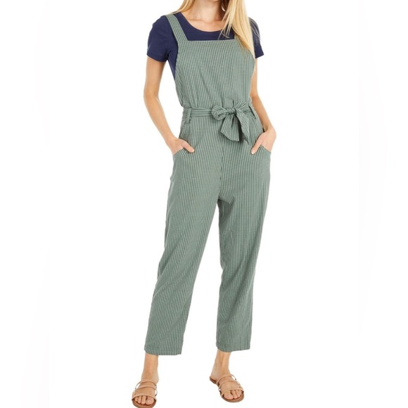 RVCA Sleeveless Jumpsuit Women’s Sz L Green&Black Check Pattern - Picture 2 of 11